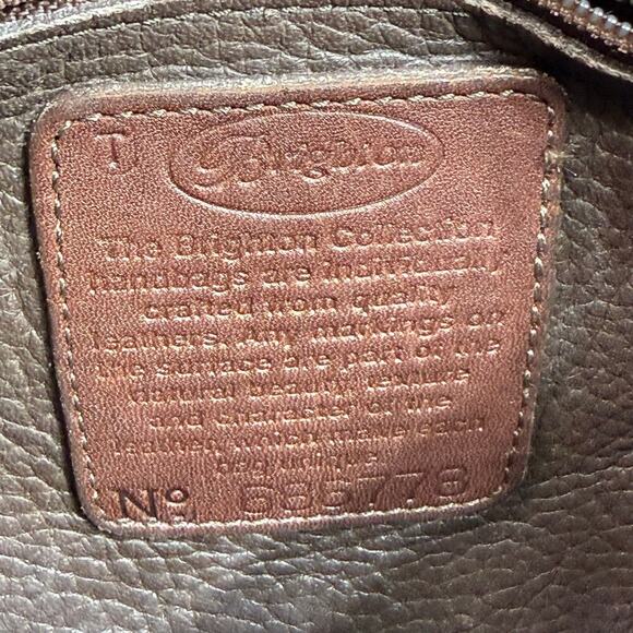 Vintage Brighton Bucket Crossbody‎ Shoulder Bag Brown Crocodile Embossed Trim - Picture 7 of 16